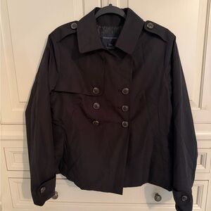 NWT Banana Republic Black Double-Breasted cropped trench coat L